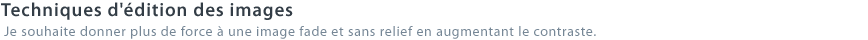 Techniques d'édition des images - Je souhaite donner plus de force à une image fade et sans relief en augmentant le contraste.